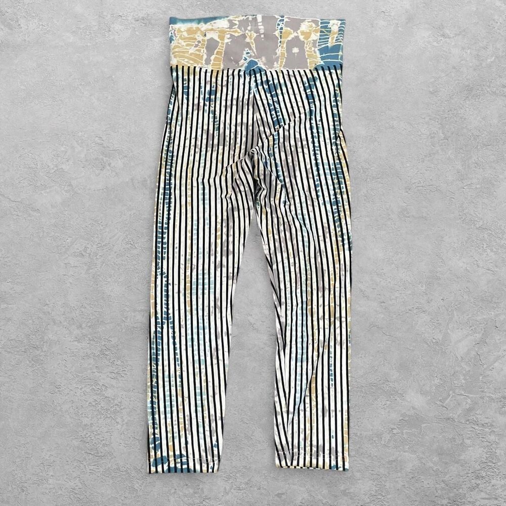 Hard Tail Forever Tie Dye Striped Leggings L Boho Y2K Grunge Hippie